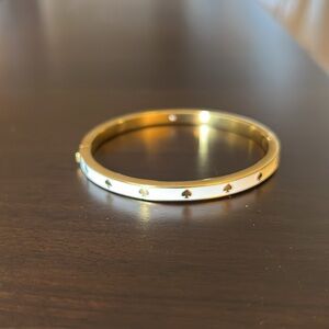 Kate Spade Enamel Hinged White and Gold Bangle